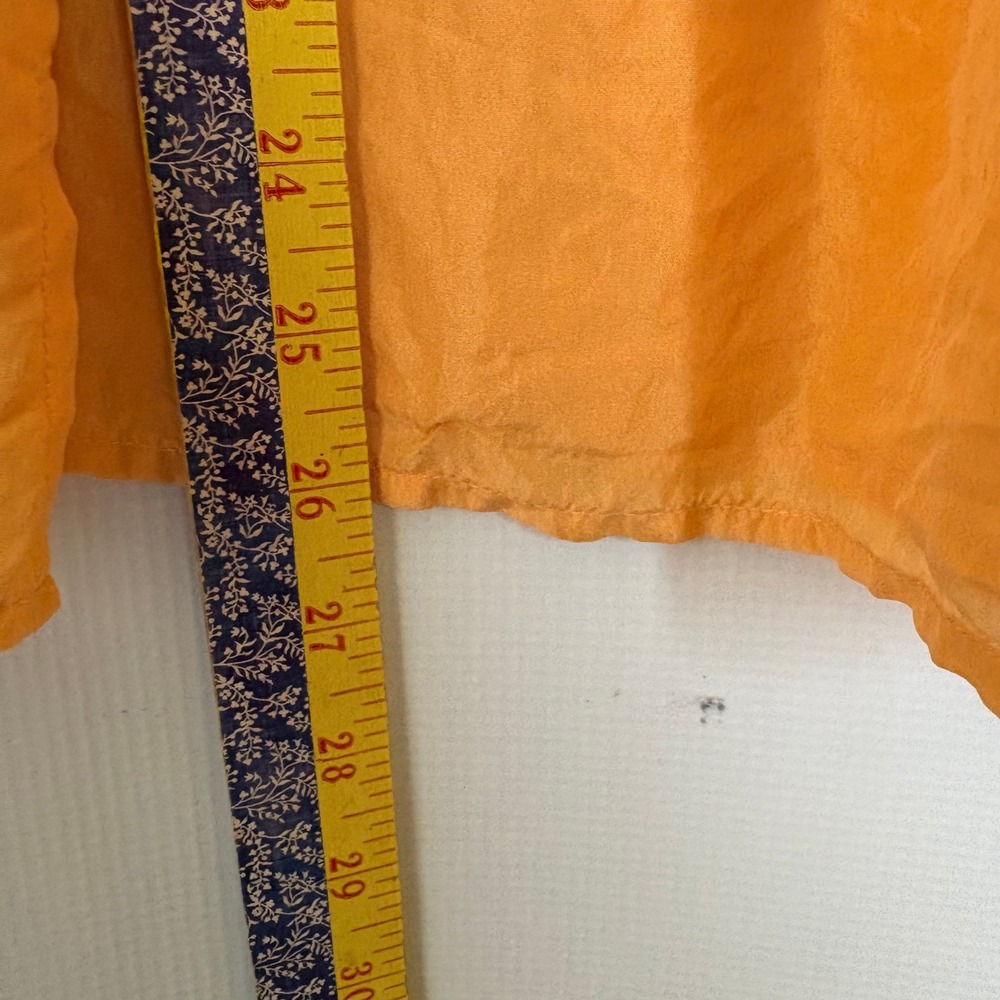 Talbots Petites 100% Silk Marigold Puff Sleeve Peasant Blouse‎ Top Medium Career - Picture 6 of 8
